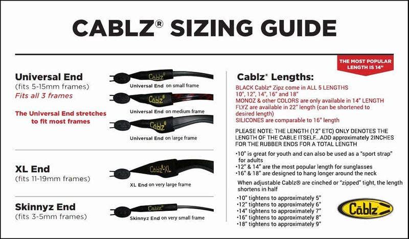 Cablz Zipz Adjustable Eyewear Retainer 16IN XL Black – Capt