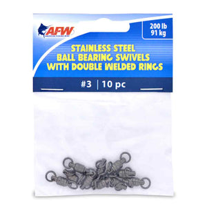 AFW  Stainless Steel Ball Bearing Swivels With Double Welded Rings Gunmetal Black 10PK