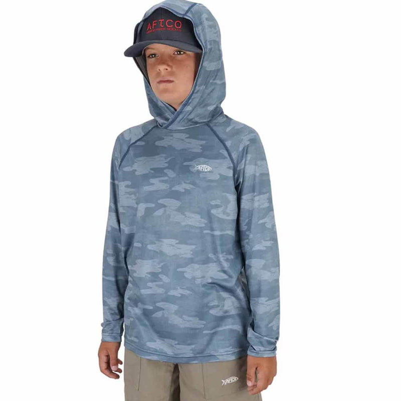 Aftco Slate Blue Blur Camo Tactical Camo Hd Hooded Youth