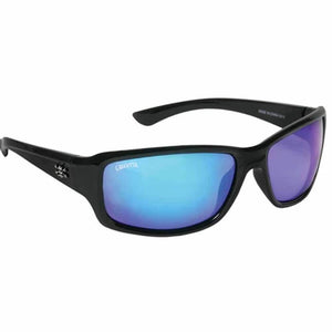 Calcutta Outrigger Shiny Black Frame Blue Mirror Lens Sunglasses