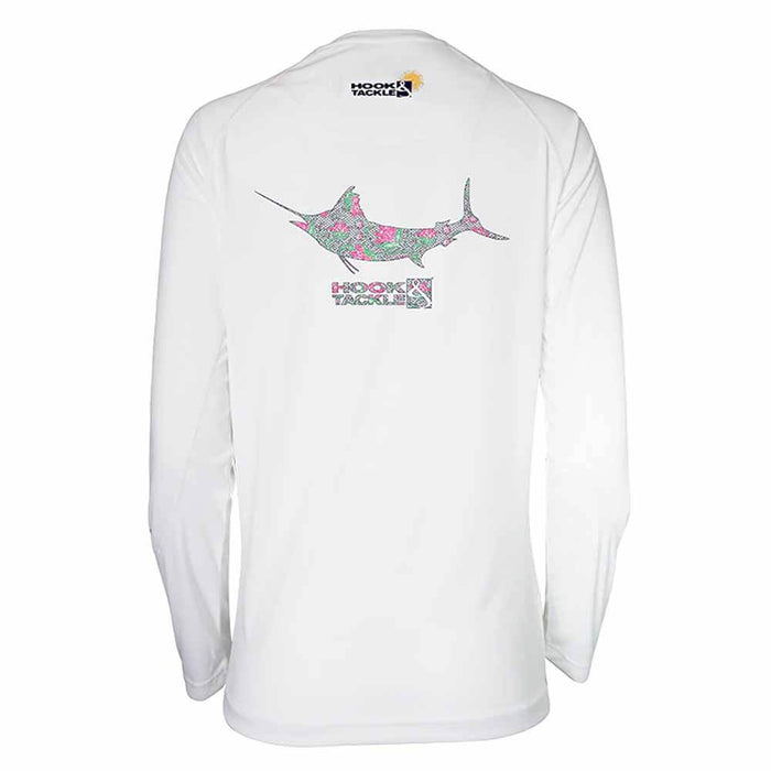 Hook & Tackle Women's Marlin Lace Wicked L/S Fishing Performance Shirt White