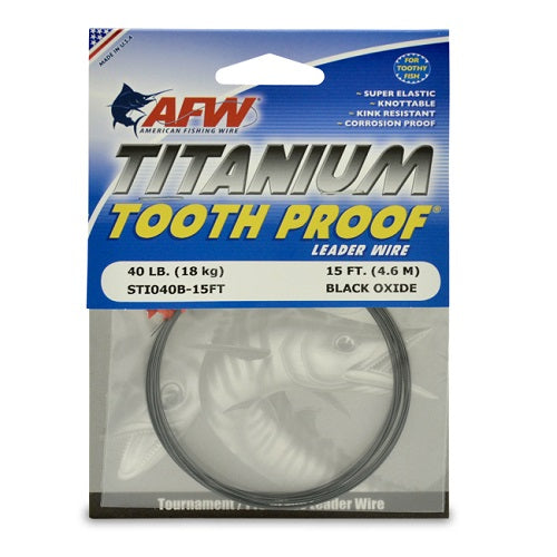 AFW 15ft Titanium Tooth Proof Single Strand Leader Wire - Capt