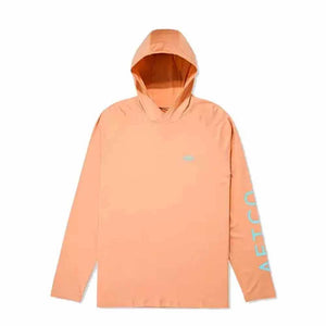 Aftco Desert Coral Heather Samurai 2 Hooded Performance Shirt