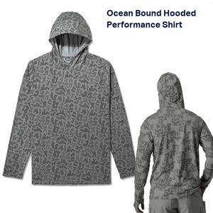 Aftco Gray Grouper Camo Ocean Bound UPF Printed Hooded Performance Shirt