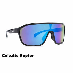 Raptor Polarized Shiny Black Blue Mirror Lens Calcutta Sunglasses
