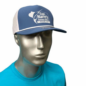 Capt. Harry's Blue And White 5 Panel Hat With Rope