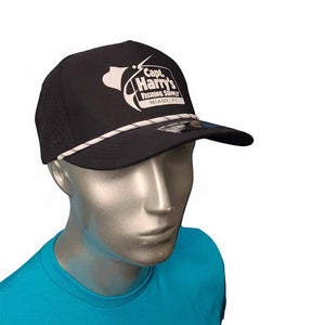 Capt. Harry's Black 5 Panel Hat With Rope