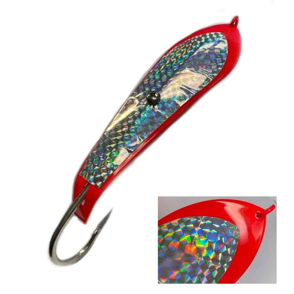 drone fishing lure Huntington Drone Stainless Steel Spoon 34, Red Silver Flash