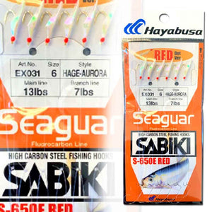 Hayabusa Hage Aurora EX031 Red Dot Fluorocarbon Sabiki Rig