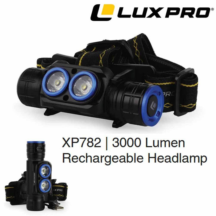 Lux Pro XP782 Rechargeable 3000 Lumen Headlamp