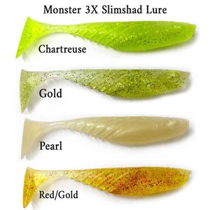Monster 3X Slimshad 3 3/4In 5Pk  Swim Bait Lure