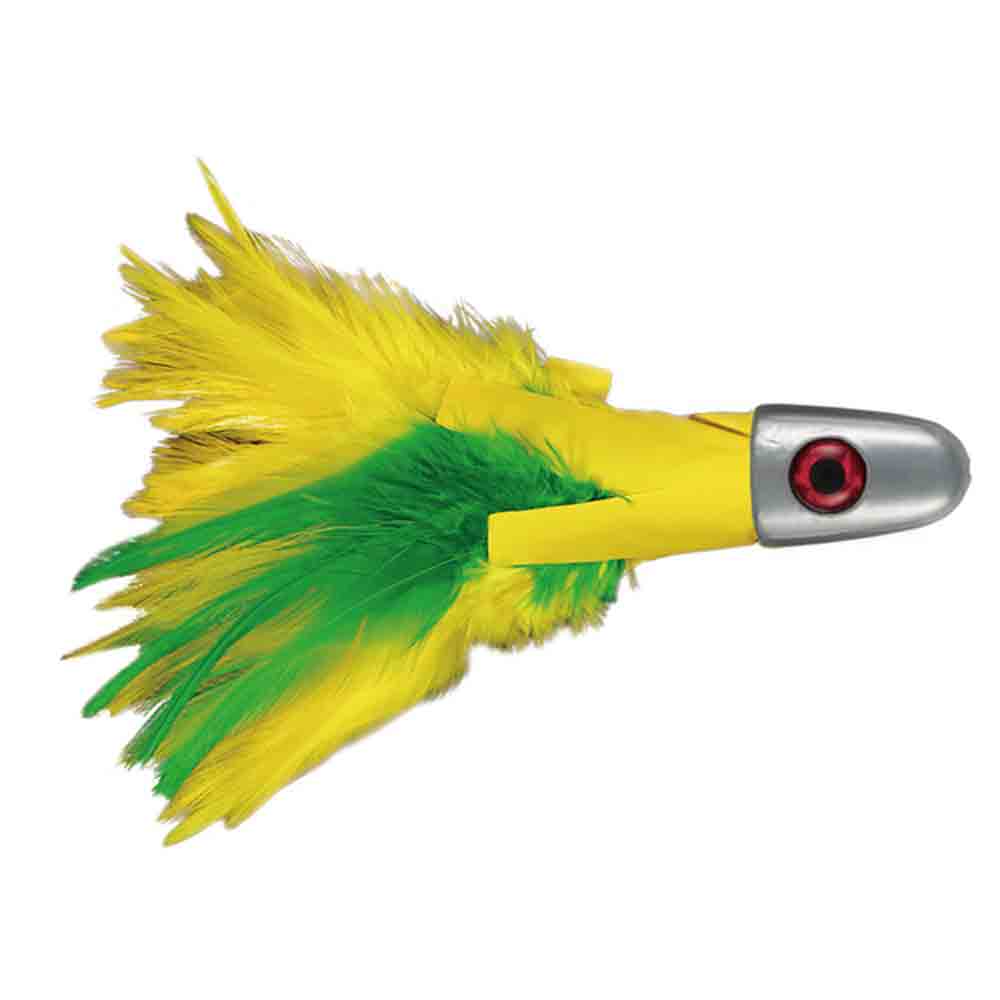 No Alibi - Trolling Feather Lure - White/Blue Skirt