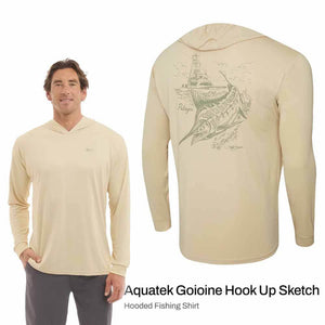 Pelagic Aquatek Goione Hook Up Sketch Hooded Fishing Shirt – Sand