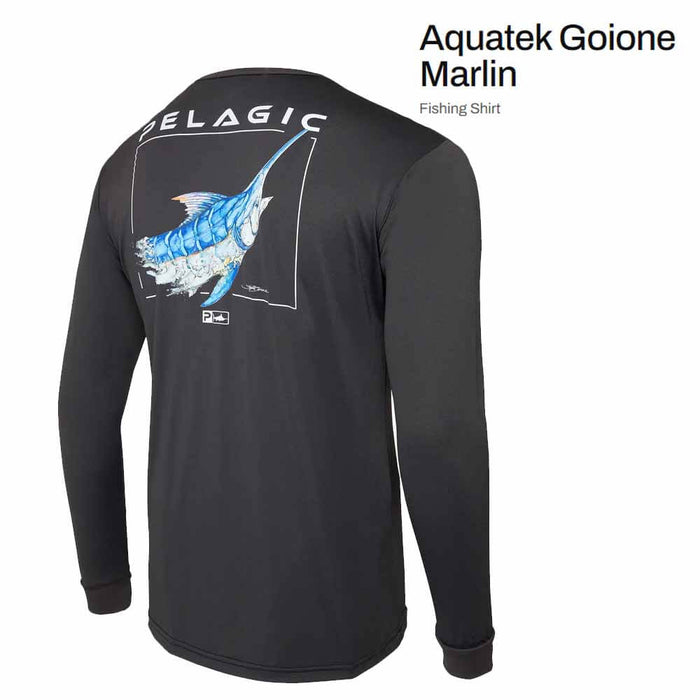 Pelagic Black Aquatek Goione Marlin Performance Shirt
