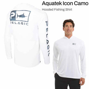 Pelagic Aquatek Hooded White Icon Camo Shirt