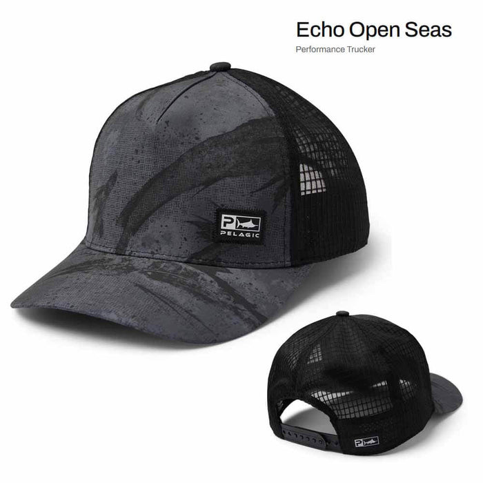 Pelagic Black/Charcoal Open Seas Performance Trucker Hat