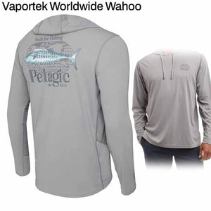 Pelagic Vaportek Gray Worldwide Wahoo Hooded L/S Performance Shirt