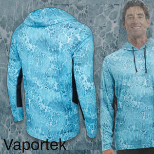 Pelagic Vaportek Hooded LS Prop Wash Tahiti Blue Performance Shirt