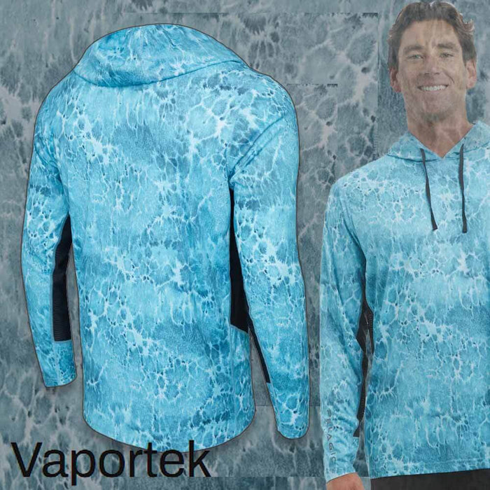 Pelagic Vaportek Hooded LS Prop Wash Tahiti Blue Performance Shirt