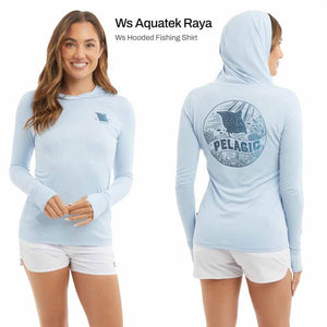 Pelagic Womens Aquatek Hooded Raya Light Blue Shirt