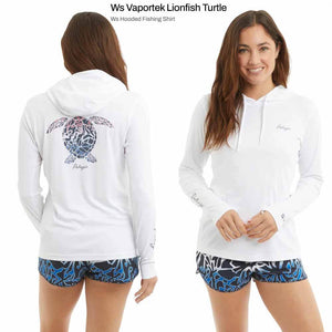 Pelagic Women's Vaportek Hd Lionfish Turtle White L/S Performance Shirt