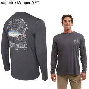 Pelagic Vaportek Light Gray Mapped YFT L/S Performance Shirt