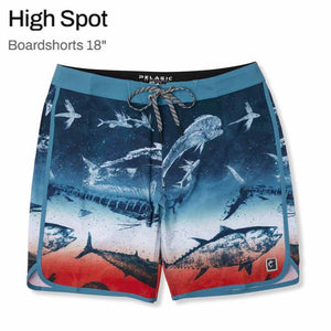 Pelagic High Spot 18" Red White Blue Gyotaku Fade Short