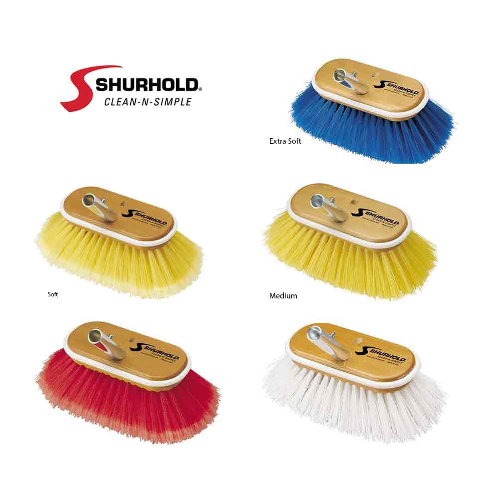 Shurhold 6-Inch Deck Brush With Medium Yellow Polystyrene Bristles - Marine Grade Cleaning Brush