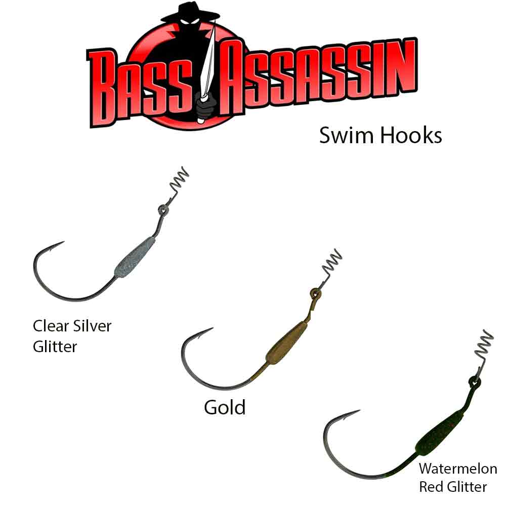 Bass Assassin 1/8OZ 5/0 Swim Hooks 3Pk Gold