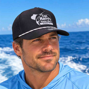 Capt. Harry's Black 5 Panel Hat With Rope