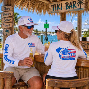 Capt. Harry's Billboard USA L/S White Fishing T-Shirt