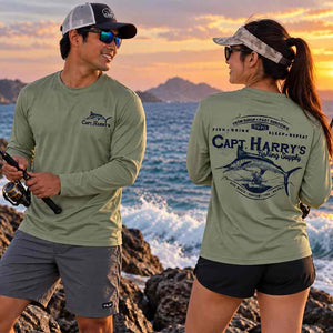 Capt Harry's Burly Marlin Olive L/S Performance Shirt