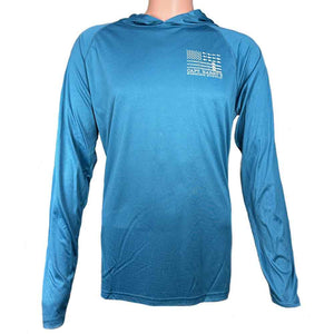 Capt. Harry's Slate V Flag L/S Performance Hoodie Shirt UPF50