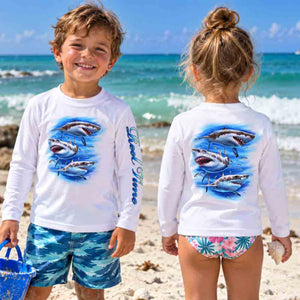 Youth L/S Three Sharks Performance Shirt UPF50