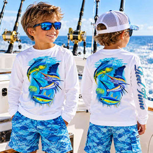 Youth L/S Fishing Sailfish Mahi Tuna Performance Shirt UPF50