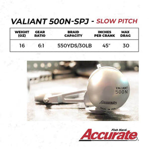 Accurate Valiant BV2-SPJ Silver 2 Speed Slow Pitch Jigging Reel