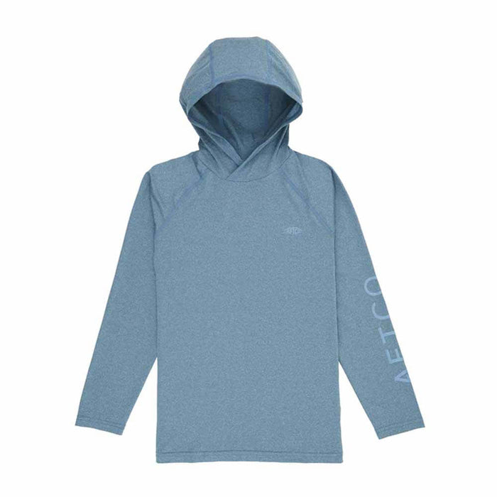 Aftco Space Blue Heather Samurai 2 Hooded Youth Performance Shirt