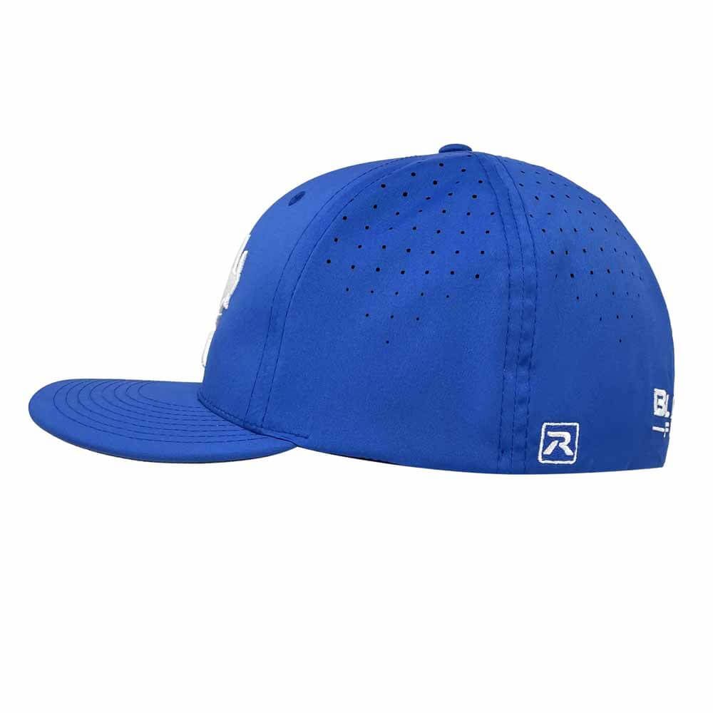 black and royal blue fitted hat