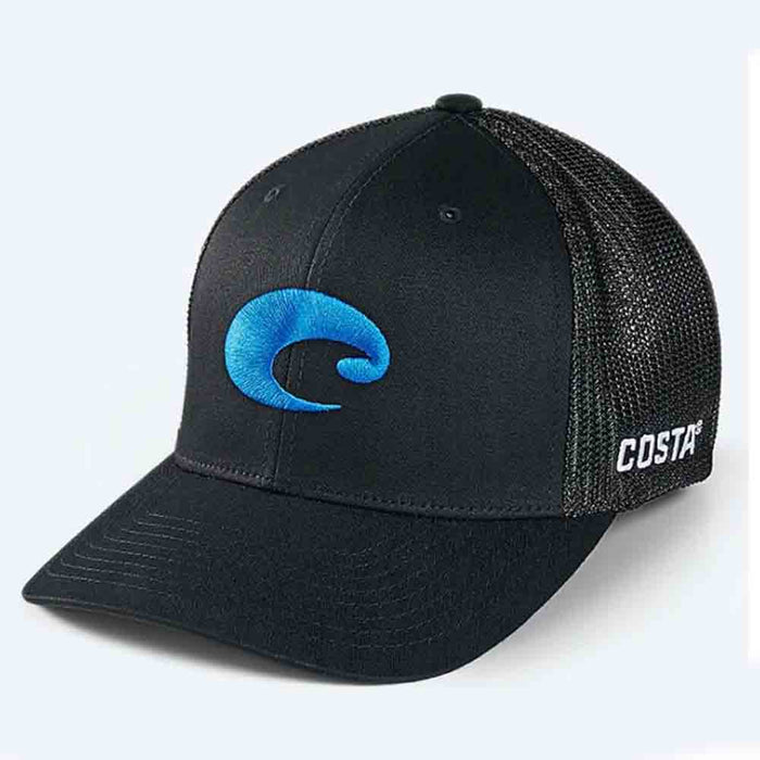 Costa Logo Flex Fit Black Trucker Hat