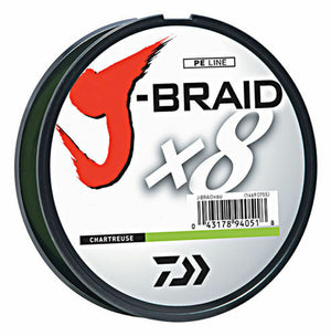 Daiwa J-Braid X8 3300YDS Chartreuse Braided Line
