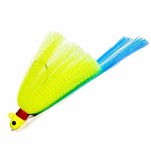 First Light Tackle Chartreuse Head Chartreuse Body Blue Tail Flair Hawk Snook Jig