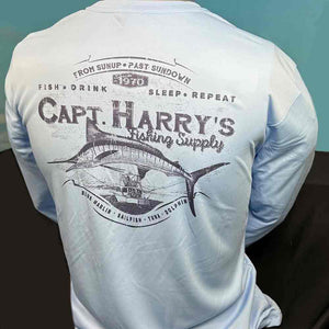 Capt Harry's Sky Blue Burly Marlin L/S Performance Shirt