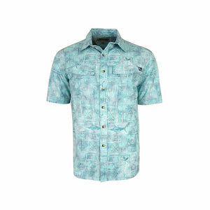 Hook & Tackle Aqua Green Fiji Button Down Shirt
