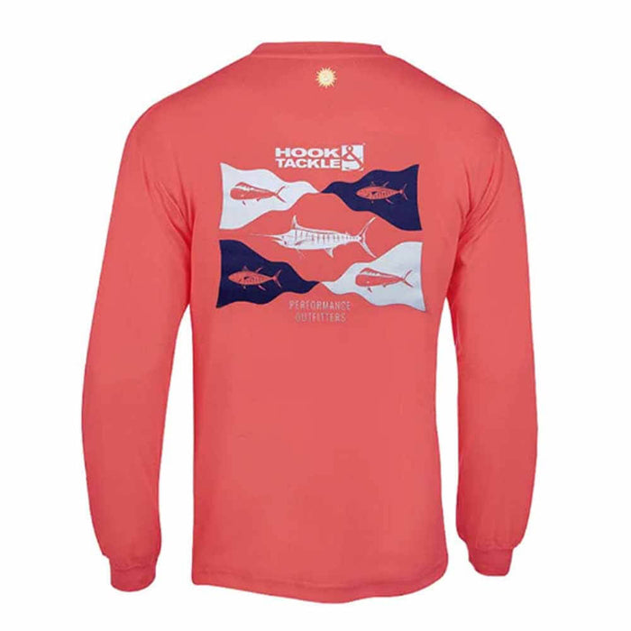 Hook & Tackle Coral L/S Fish Flags Performance Shirt