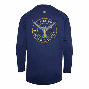 Hook & Tackle Navy Tails Up L/S UV Crew Fishing Shirt