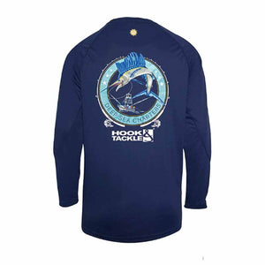 Hook & Tackle Navy Sail Fishing L/S UV Crew Fishing Shirt