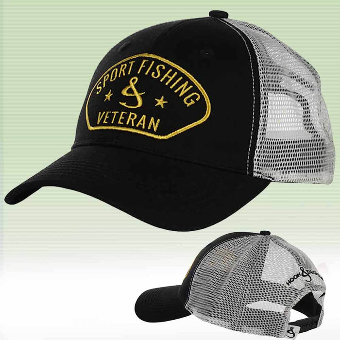 Veteran Owned Hat-Fitted Hat-Fishing Hat-Gift for Men-Outdoor Hat-Veteran Made-Patch Hat-Black Hat