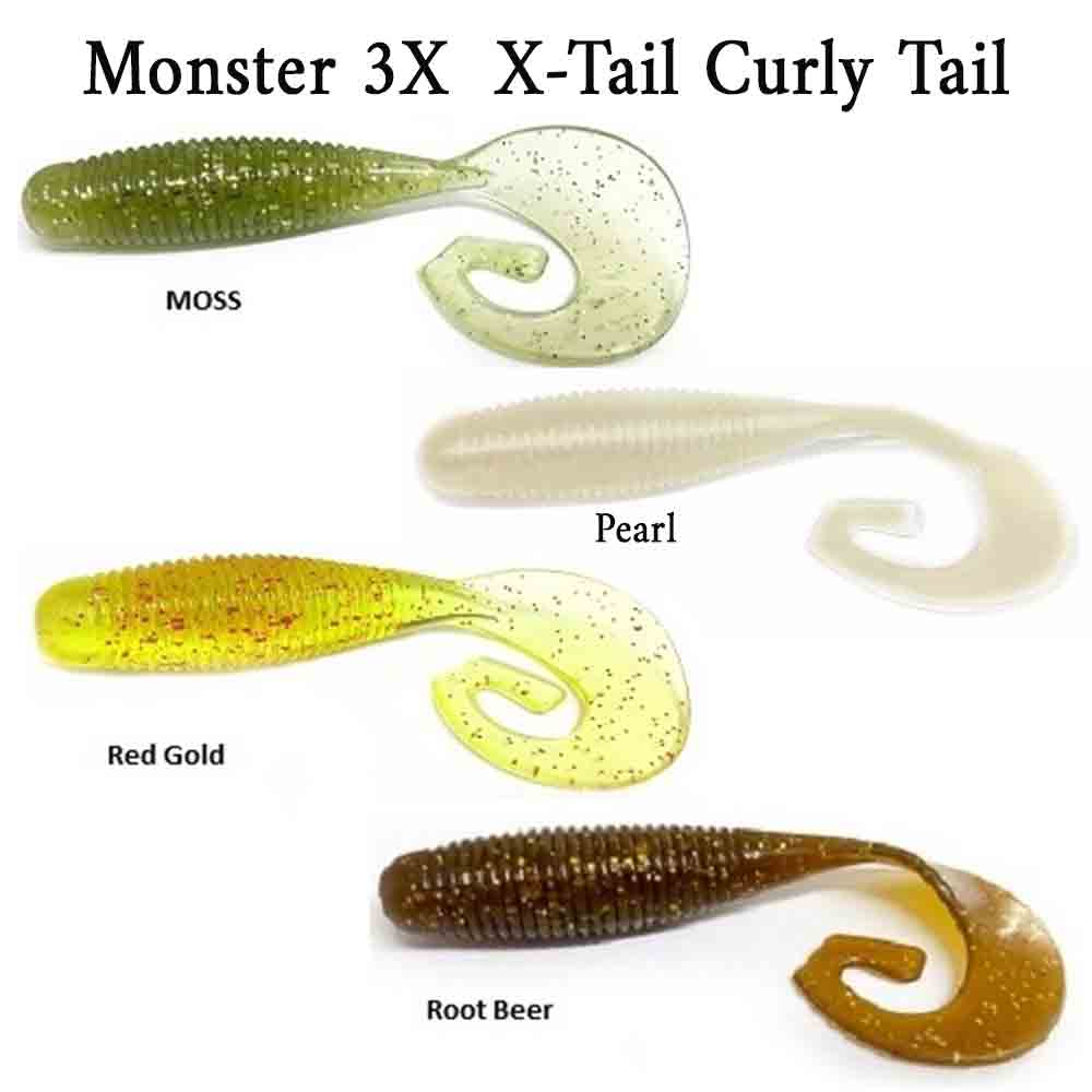 Monster 3X X-Tail 3 1/4In 5Pk Curly Tail Lure - Capt. Harry's Fishing Supply
