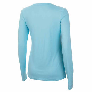Pelagic Women's Light Blue Aquatek V Neck L/S Performance Shirt