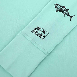 Pelagic Women's Turquoise Ultratek Gyotaku Hoodie L/S Performance Shirt